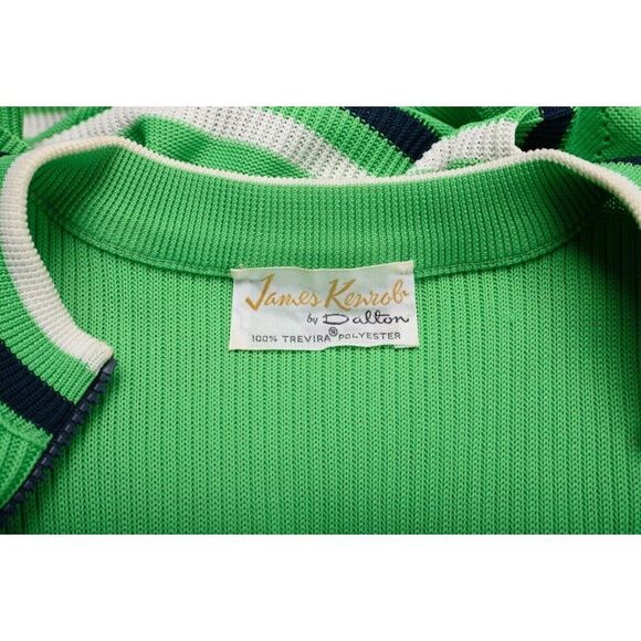 James Kenrob By Dalton Womens Knit Ribbed Dress Sz 8 Green Navy Blue Polka dot - Picture 6 of 6